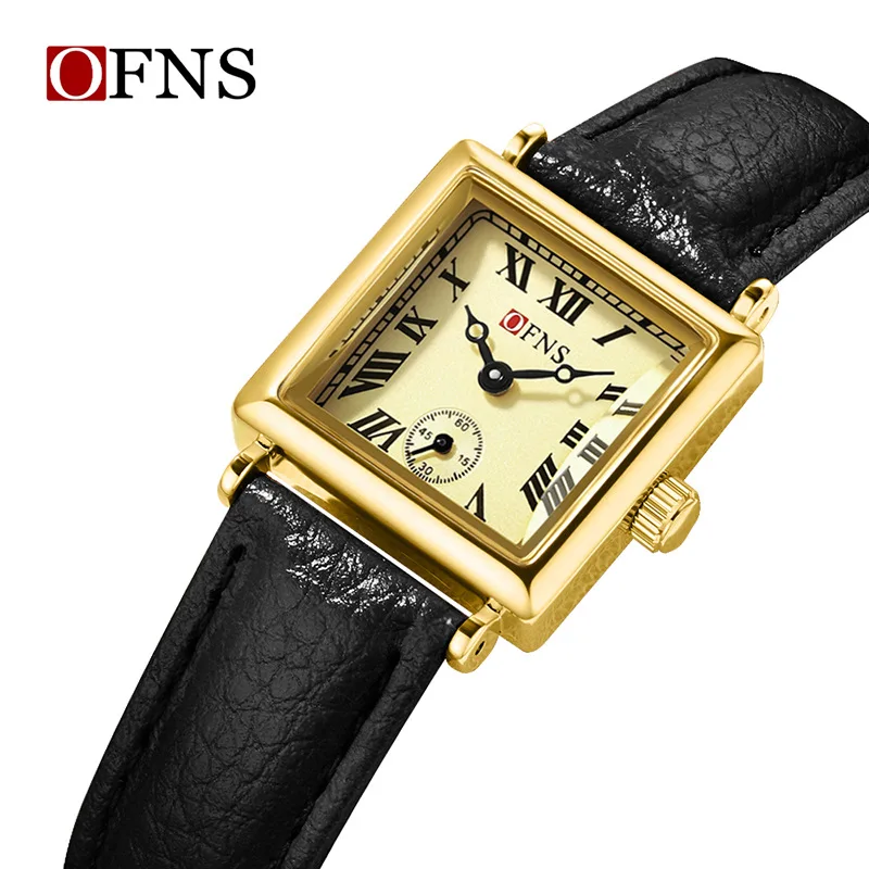 OFNS 1503 Fashionable and Elegant Women's Small Square Watch Light, Thin, Simple, High end Roman Scale Quartz Watch for Women
