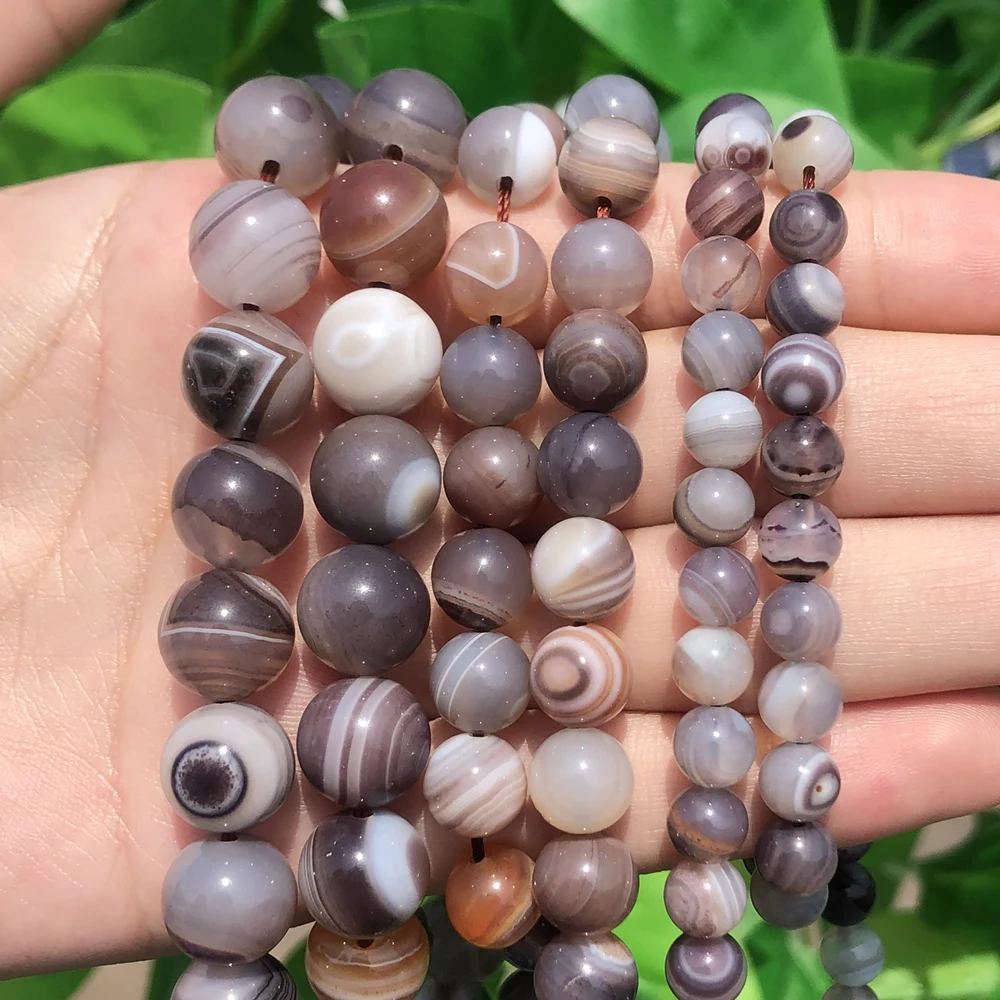 6 8 10mm Natural Stone Botswana Agates Beads Round Loose Spacer Beads  For Jewelry Making DIY Bracelets Necklace 15Inches