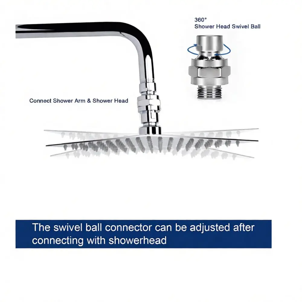 Universal Shower Head Swivel Joint Brass Adapter 90 135 Degree Elbow Connector Adjustable For Bathroom Extension