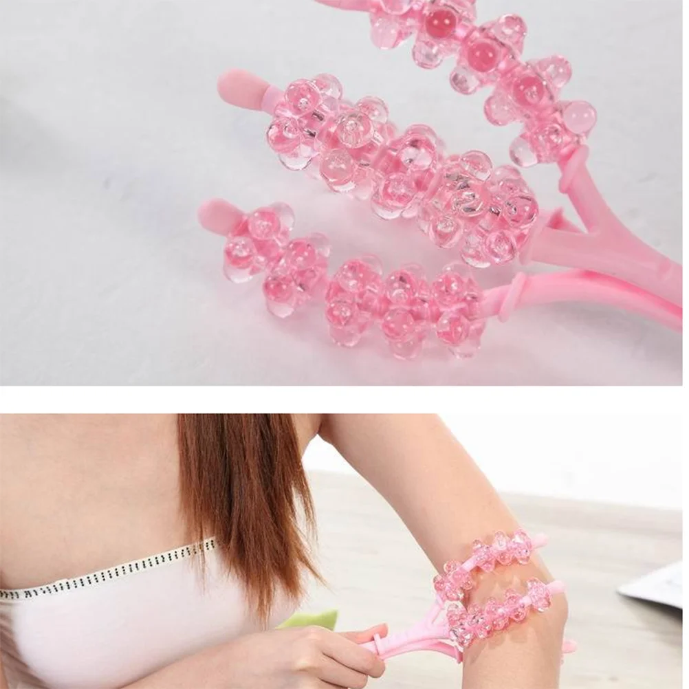 1PC Comfortable Roller Ball Massager Manual Pull Massage Veins Active Relaxation Supplies for Home Pink