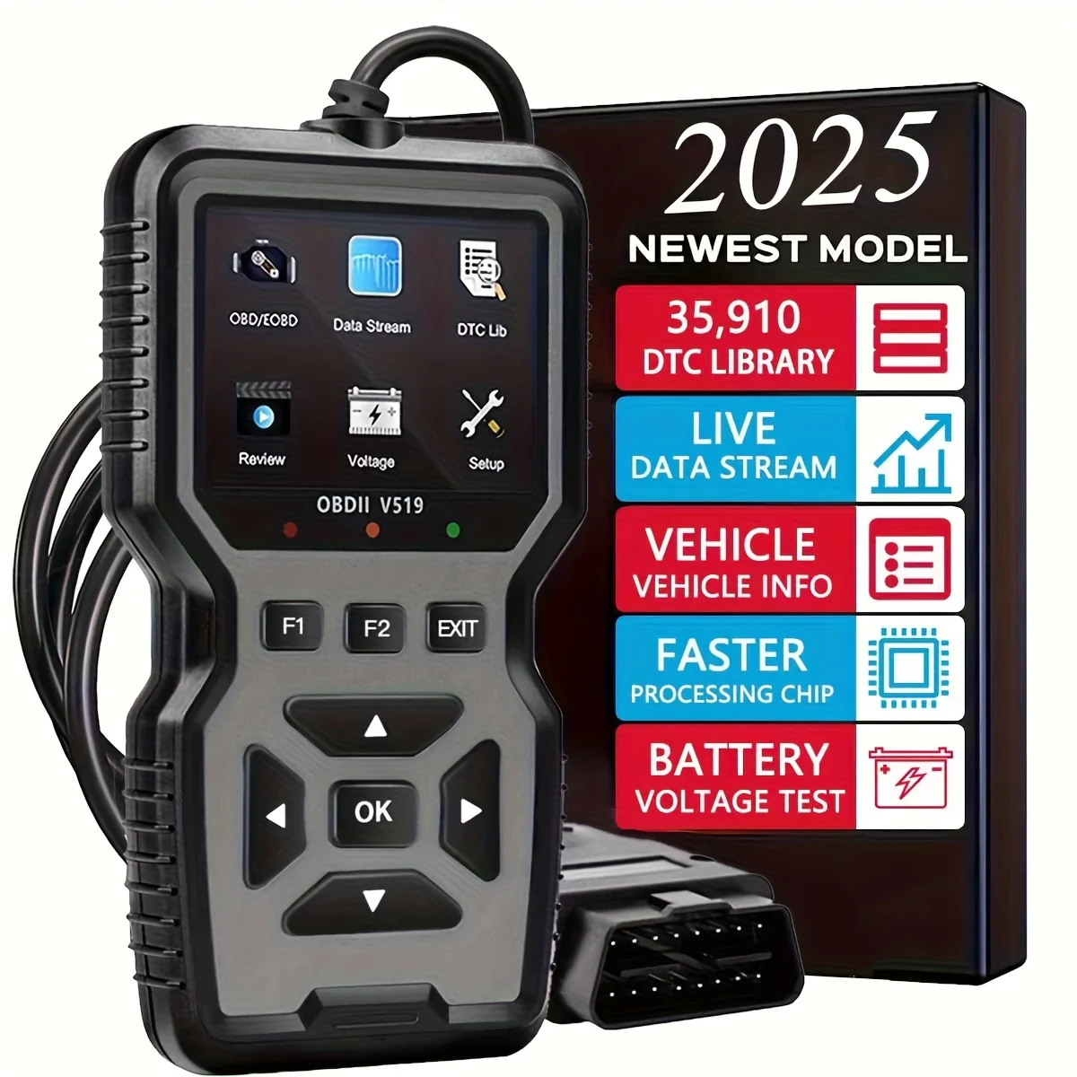 

Professional OBD2 scanner with 35,910 library and live data streaming - car code reader for engine fault codes,freeze frame data