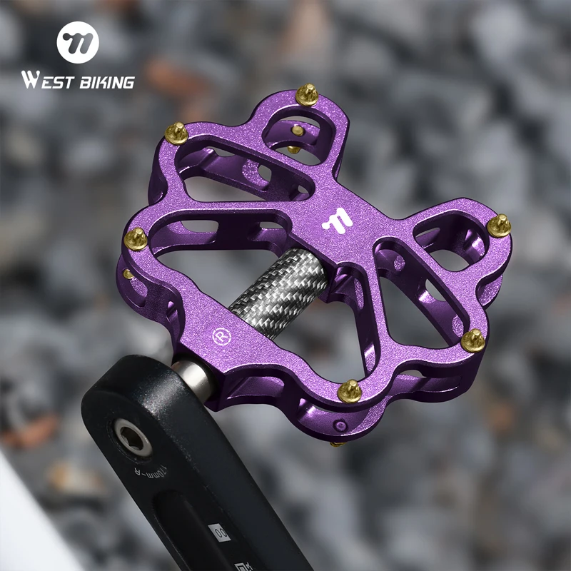 WEST BIKING Bicycle Pedals Butterfly Flower Shape Hollow Lightweight Colorful Carbon Fiber Tube 3 Bearing MTB Road Bike Parts