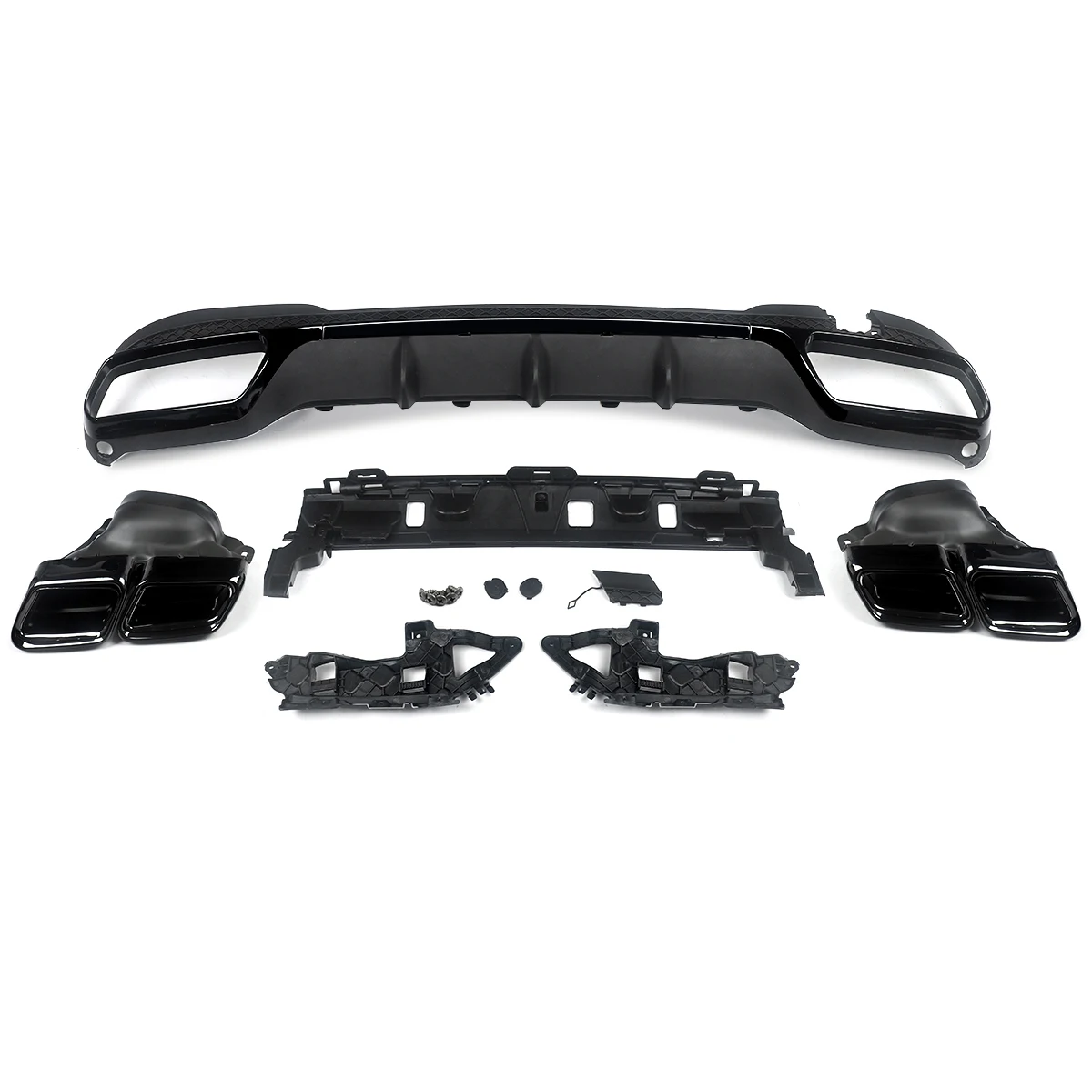 E63 Look for Mercedes-Benz W212 Sedan E63 2014 2015 E63 E200 E250 E300 E350 E400 E500 E550 Rear Bumper Diffuser+ Tailpipes view 3