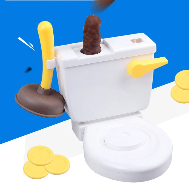 1 Set Novelty Toilet Toys Pooping Flushing Toilet Spoof Poop Shoots Tricky Toy Miniature Pretend Toys Dolls Accessories Fun Game