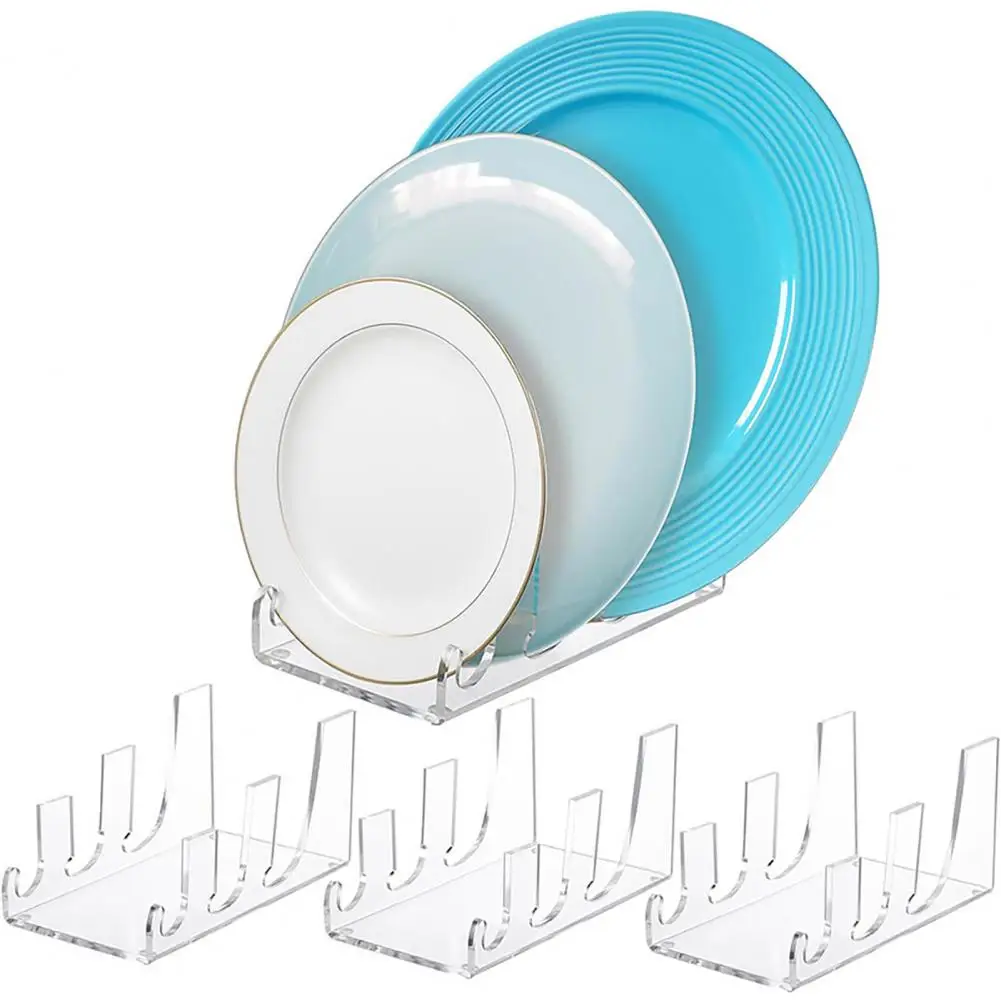 Easy Assembly Plate Rack Acrylic Dinnerware Display Stand Set Versatile Plate Holder Trio for Elegant Dining for Showcase