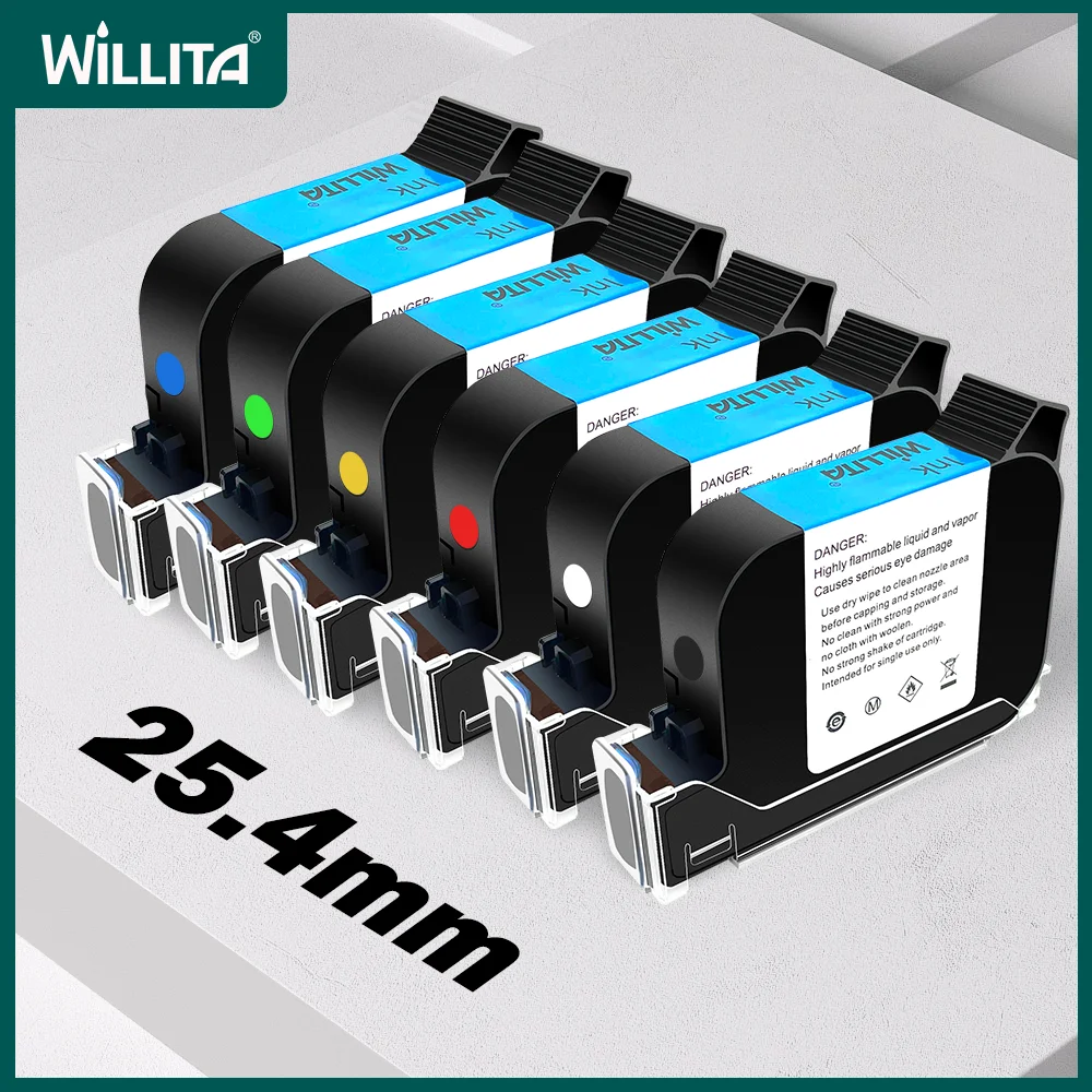 

25.4mm Eco Solvent Ink Cartridge V309 For Unencrypted Thermal Handheld Inkjet Printer 600DPI Portable Black Yellow Fast Dry Ink