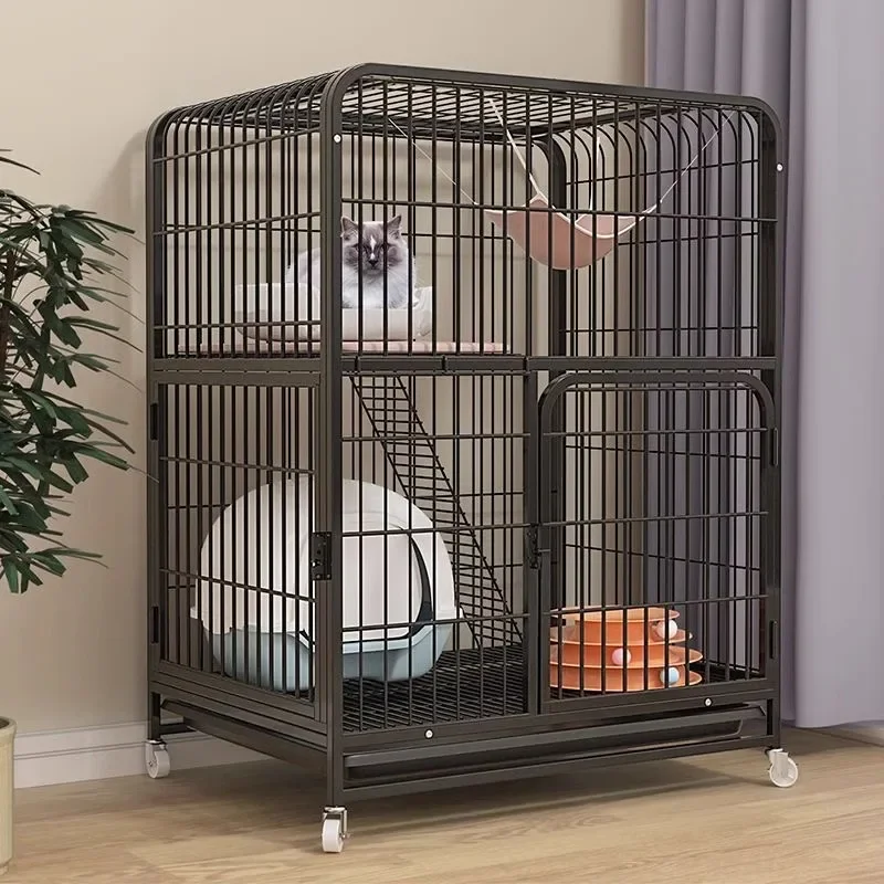 Cat cage with large free space, indoor three story cat house,villa, large household  cage with toilet special price