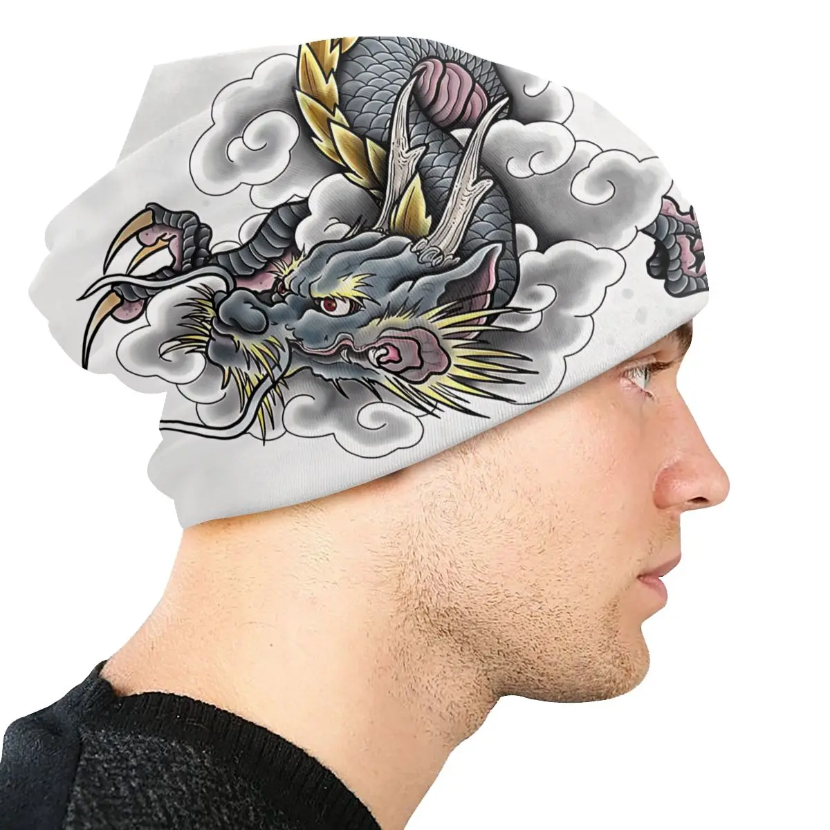 Japanese Dragon Art Tattoo Outdoor Hats Japanese Dragon Design Thin Hat Bonnet Skullies Beanies Caps Men Women\'s Earmuffs