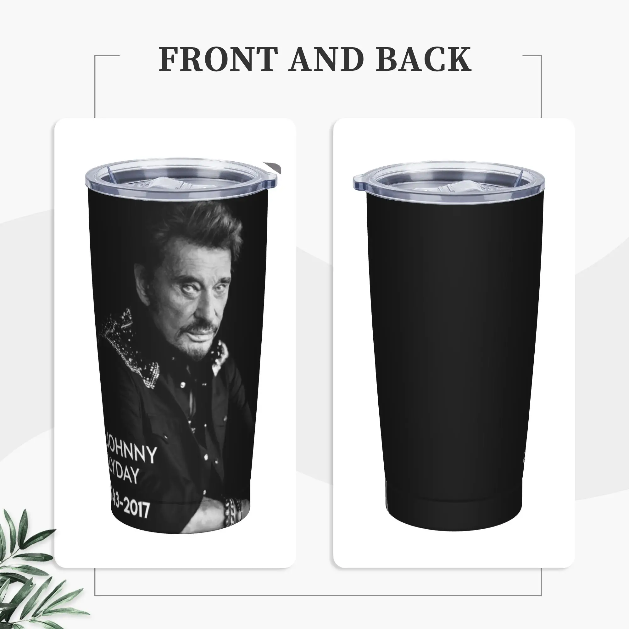 Johnny Hallyday Tumbler Vacuum Insulated Fashionable Coffee Cups Vacuum Flask Double Wall Mugs Water Bottle, 20oz