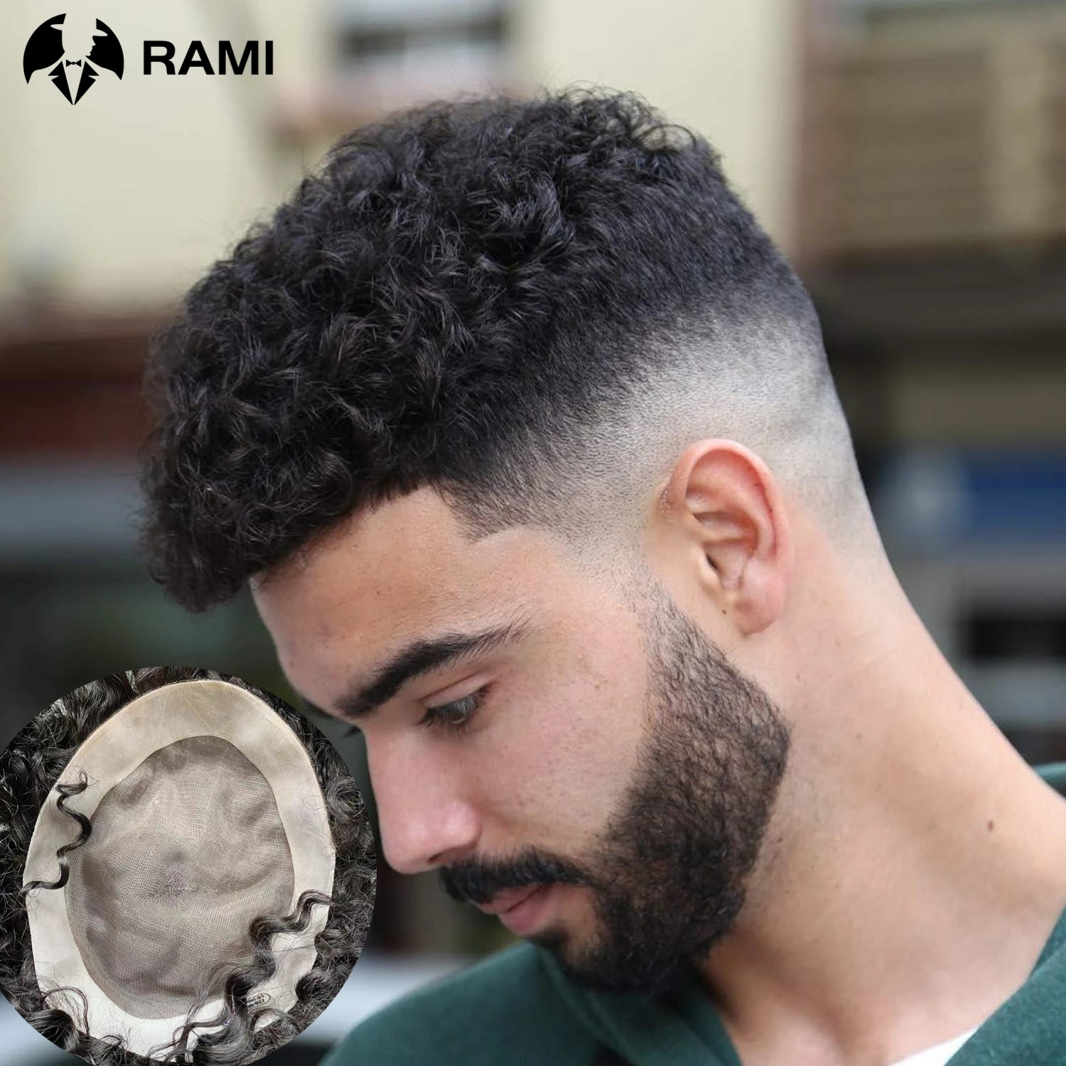 20mm Curly Hair System Unit For Men Durable Mono Curly Hair Toupee For Black Men Wigs For Man Deep Wave Male Hair Prosthesis