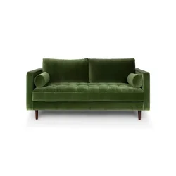 French retro LOFT industrial style velvet fabric double triple sofa B & B light luxury olive green small apartment sofa