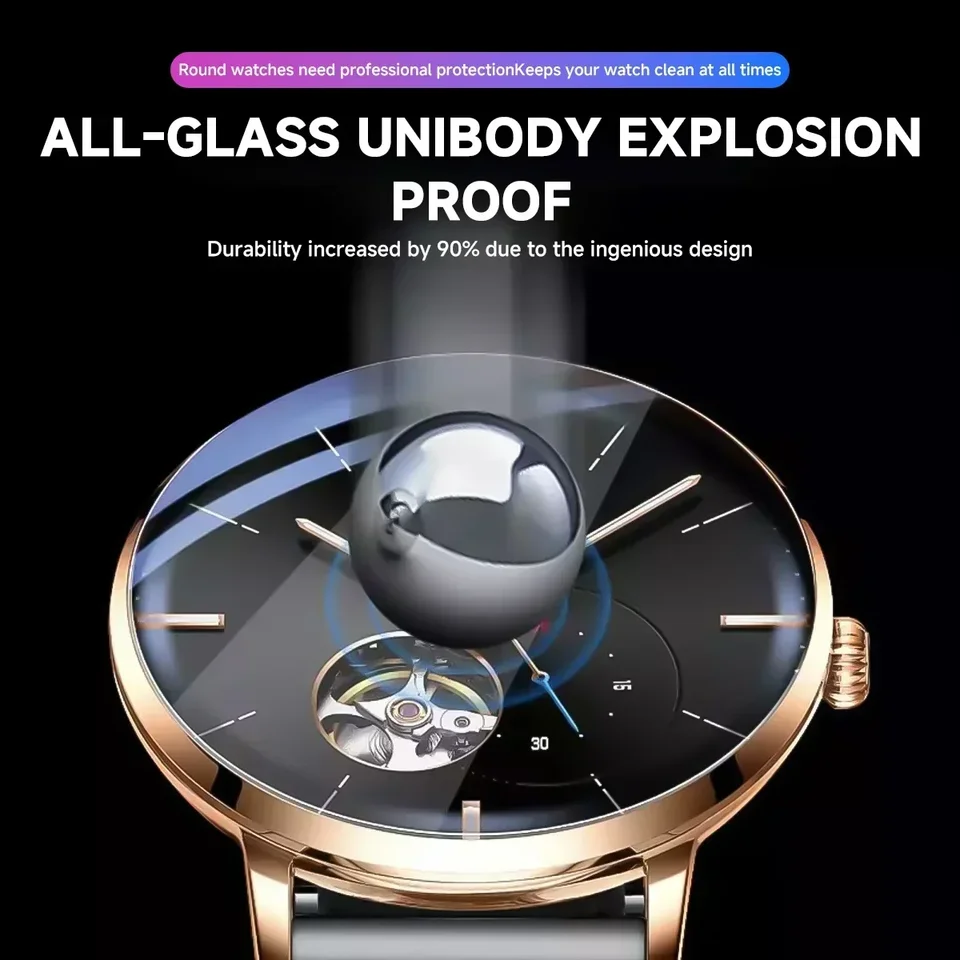 26 46mm Protector de Pantalla de Vidrio Templado Universal para Smartwatch, Película para 28 30 32 38 40 41 42mm Diámetro, 2-5 Piezas, Antirrayas HD Transparente 5