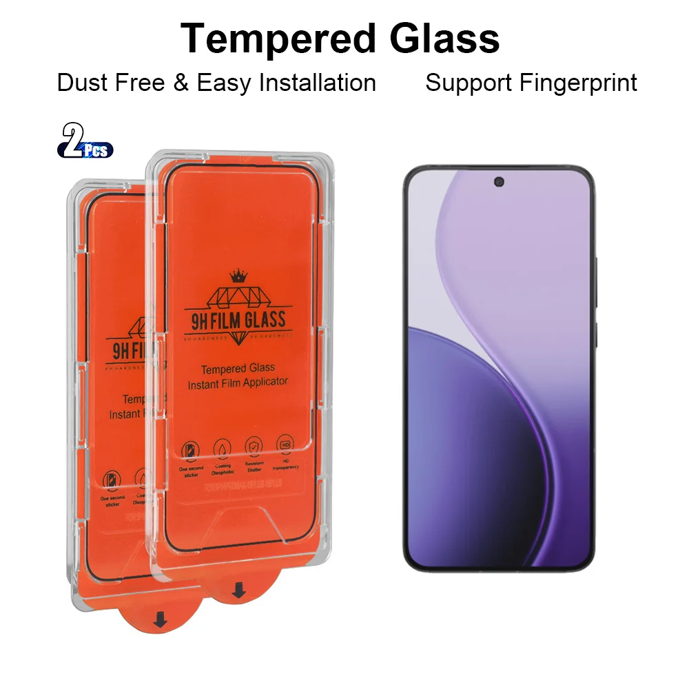 2 Stück HD gehärtetes Glas für OPPO Reno14 Pro Reno11 F Reno13 F Reno 14 Pro 11F 13F 12F 12FS Displayschutzfolie Fingerabdruck-Entsperrung