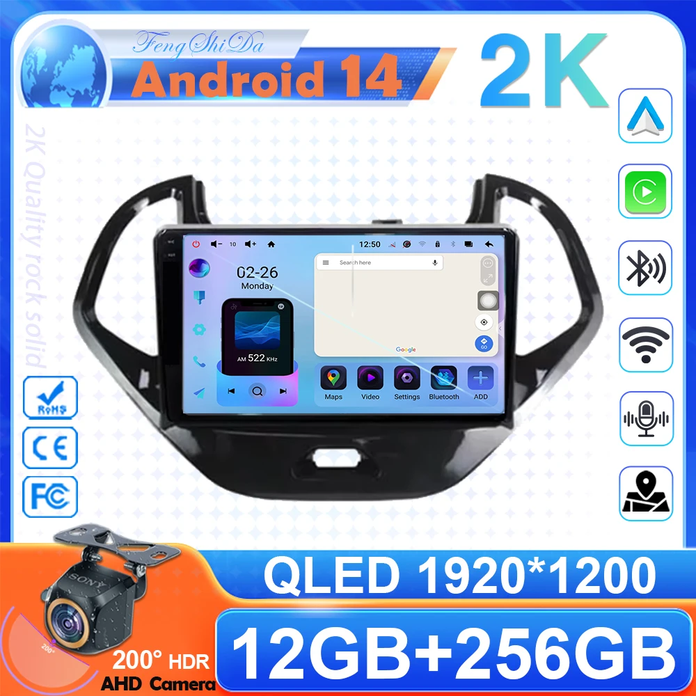 

Car Android 14 For Ford FIGO KA 2015 - 2020 Auto Radio Stereo Multimedia Player GPS Navigation 5G wifi Wireless Carplay QLED HDR