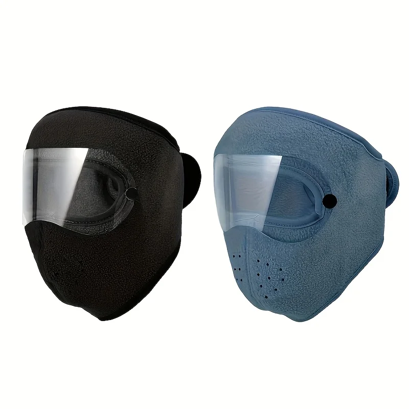 

1pc Winter Warm Face Masks with Removable Anti-Fog Clear Lenses & Adjustable Closure - Full Face Coverage, Breathable Fabric