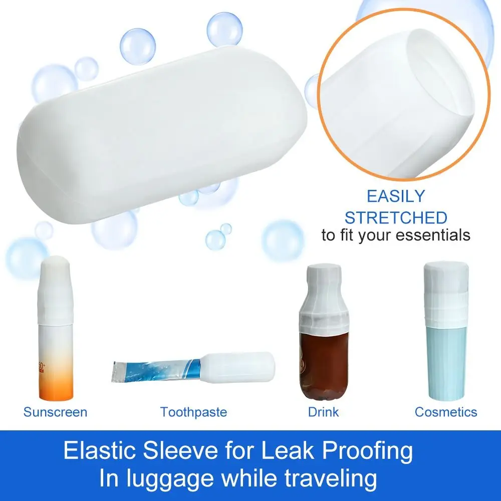 

White Accessory Luggage Travel Container Silicone Leak Proof Sleeves Elastic Sleeve for Leak Proofing Elastic Sleeve for Leak