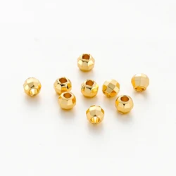 50/100pcs 14K 18K Gold Color Plated Brass Hole 2 3 4mm Round Beads Spacer Beads Bracelet Diy Jewelry Accessories