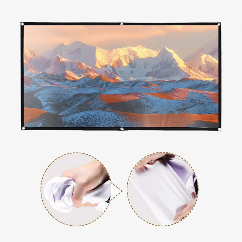 16:9 Portable Projector Screen – 60/72/84/100/120 Inch HD Display For Home Cinema