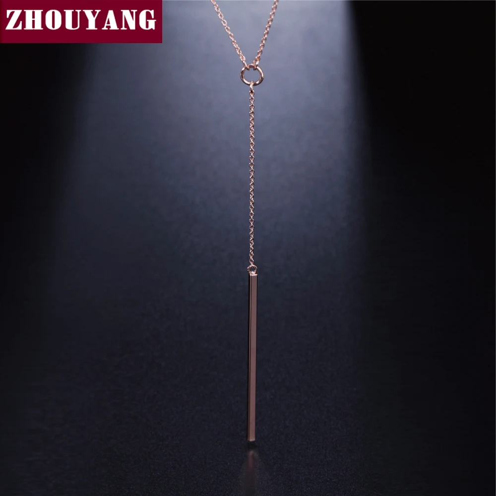 Anti Allergy Hot Sale Y Style Chain Long Necklaces & Pendants Rose Gold Color Fashion Jewelry For Women Colares N601