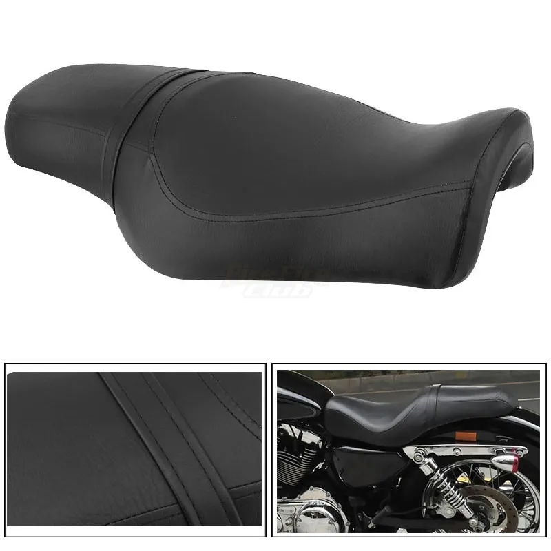 

Motorcycle Leather Two Up Driver Front Rear Passenger Seat For Harley Sportster XL 48