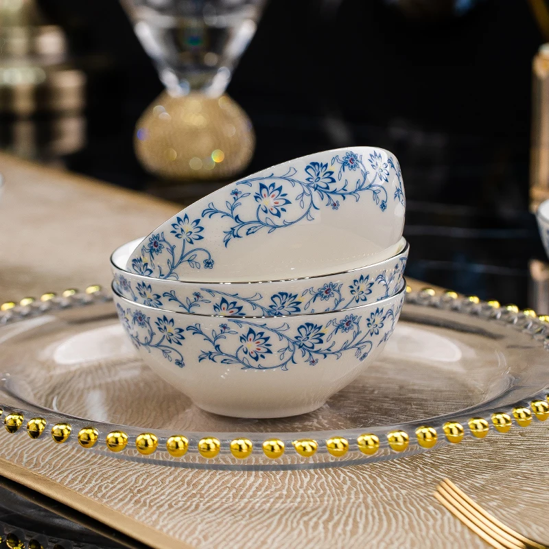 

underglaze color bone china rice bowl dessert bowl mouth soup high-end hotel household ceramic can be microwaved