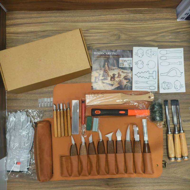 Wood Carving Chisel Set with Walnut Wood Handle Woodworking Hand Tool Gouge Cutting Knives for Manual Woodcraft DIY Projects