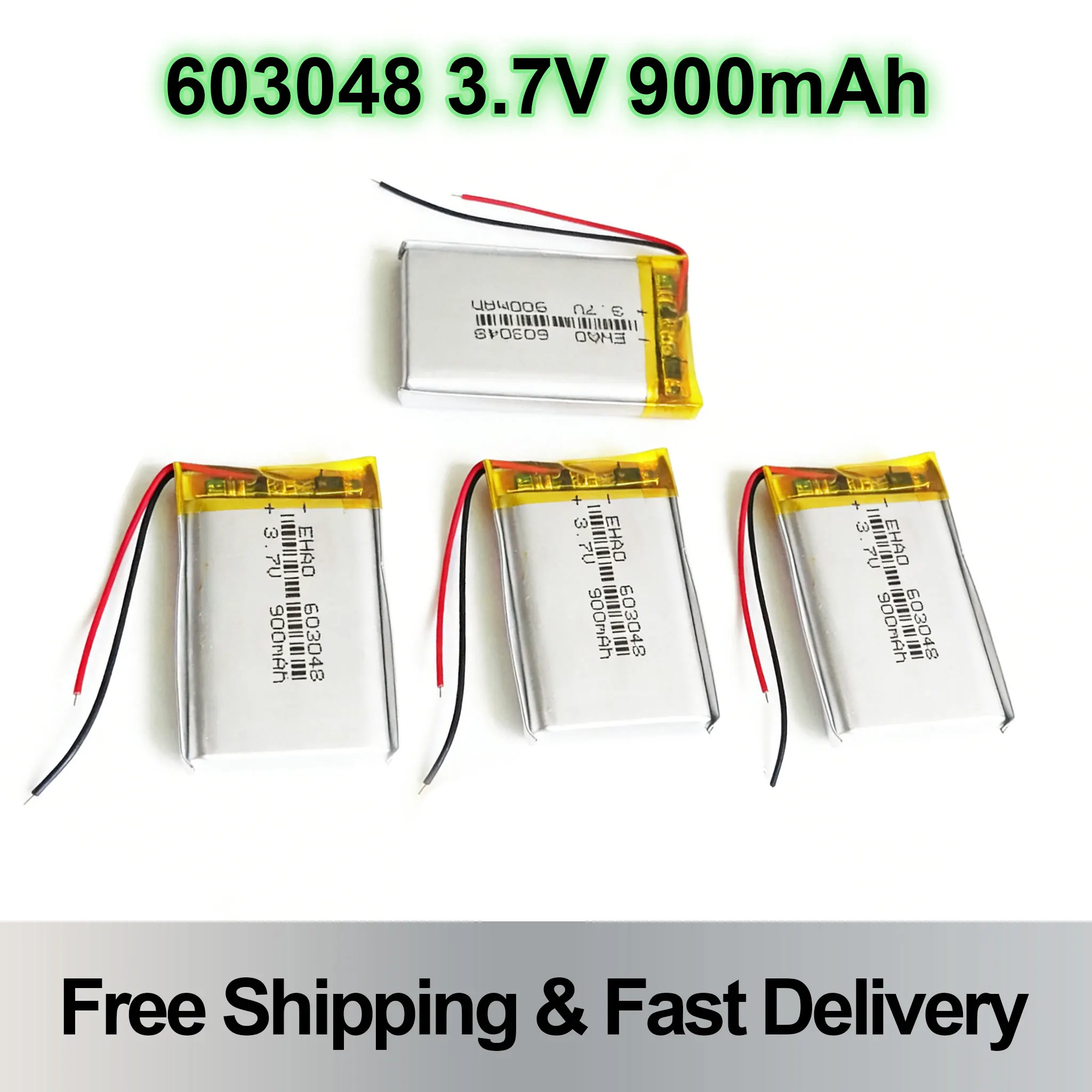 

Rechargeable 3.7V 900mAh LiPo Battery 603048 For MP3 GPS E-books Camera Recorder Bluetooth Mobile Devices