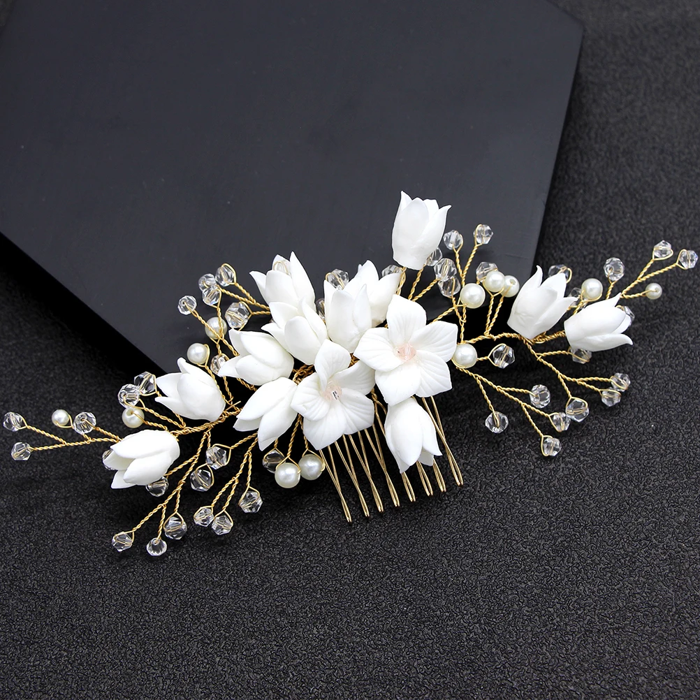 

Bridal Hair Comb Crystal Pearl Wedding Headpiece Women Hairpin Elegant Accessories Updo Hairstyle Decorative Combs