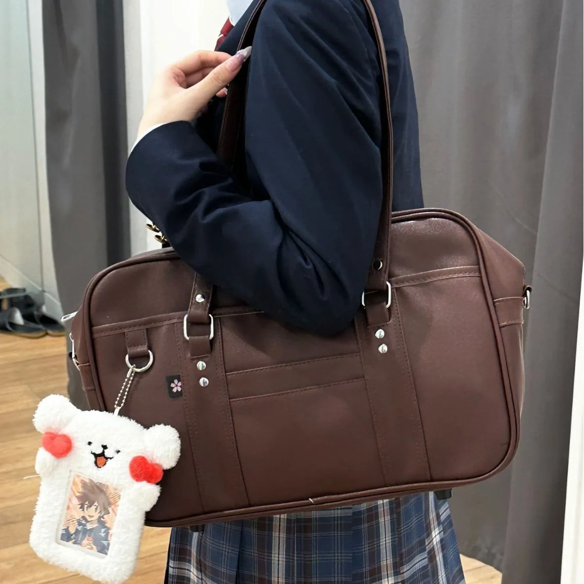 Japanese Harajuku Girl Handbags JK Uniform Bag Pu Commuter Shoulder Bag Women Messenger Bag Ladies Large Capacity Book Handbags