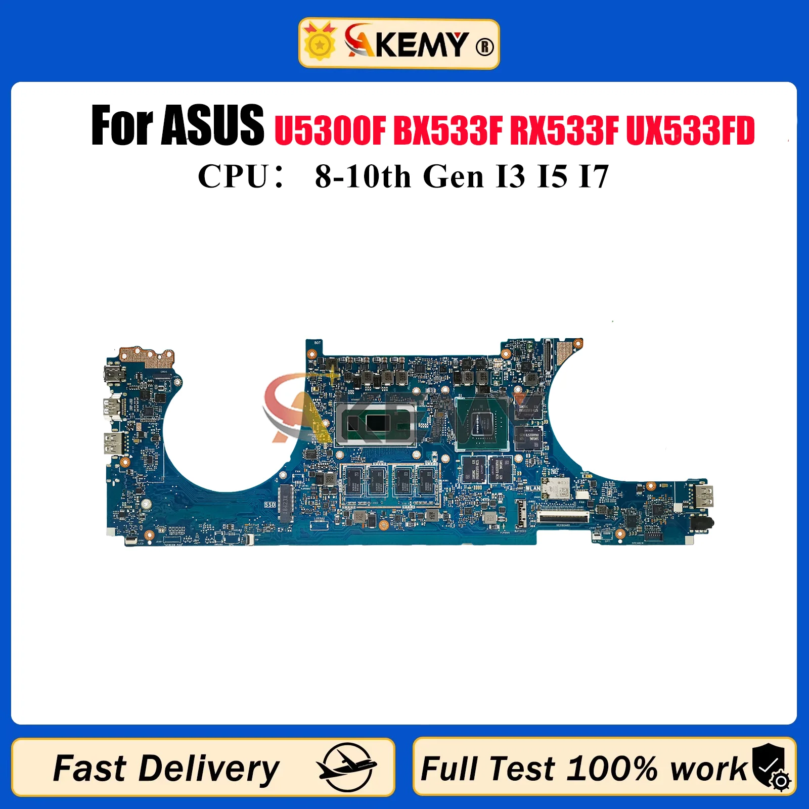 

UX533FD Laptop Motherboard For ASUS ZenBook UX533F U5300F BX533F RX533F UX533FN UX533FD Notebook Mainboard With I3 I5 I7 CPU stk