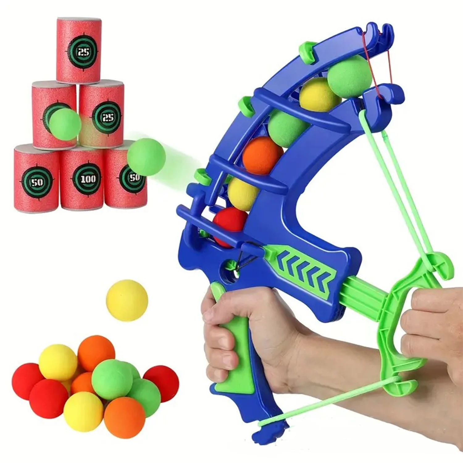 Bullet shooting sticky ball, bow and arrow combo, indoor and outdoor parent-child interaction toy, sponge soft ball