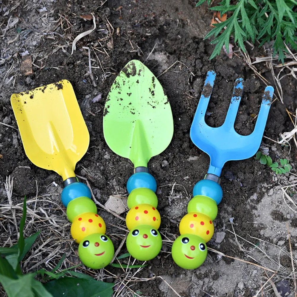 1Set Kids Gardening Tools Set Premium Sturdy Mini Trowel Rake Shovel for Flower Soil Planting Digging Loosening Transplanting