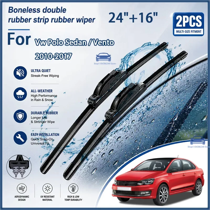 

All Season Front Windshield Wiper Blades For VW Polo Sedan Vento 2010-2017 24"+16" Auto Replacement Blades