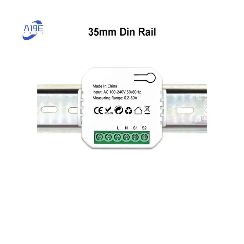 

A19E-Tuya Smart Life Zigbee счетчик энергии 80A с зажимом трансформатора тока монитор мощности кВтч статистика электроэнергии 110 В 240 В