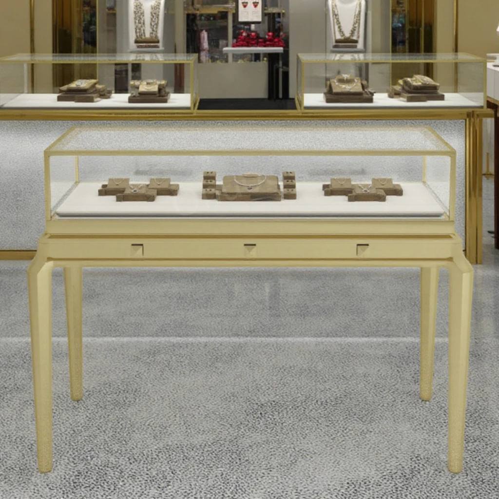 Vitrine de joias personalizada de alta qualidade com iluminação led vitrine de joias de luxo para decoração de loja de joias