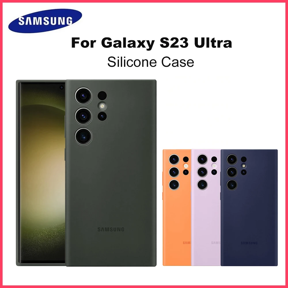

Original For Samsung Official Silicone Case For Galaxy S23 Ultra S23Ultra Protection Cover Soft Shockproof Full Cover