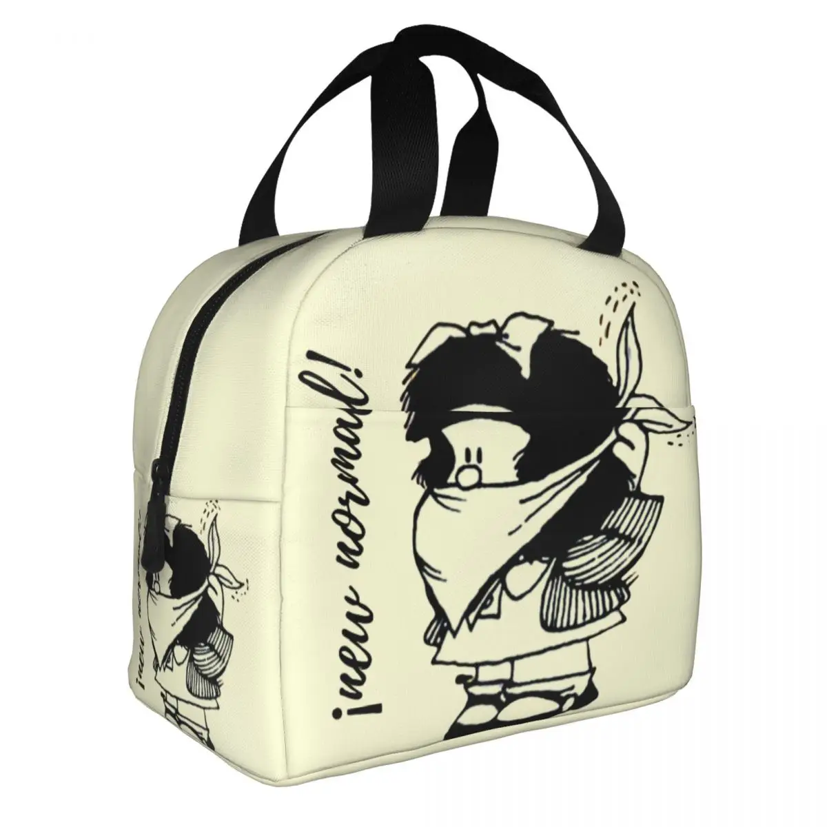 Mafalda Cartoon Borsa per il pranzo isolata Grande contenitore per il pranzo Borsa termica Tote Lunch Box Scuola Picnic Bento Pouch