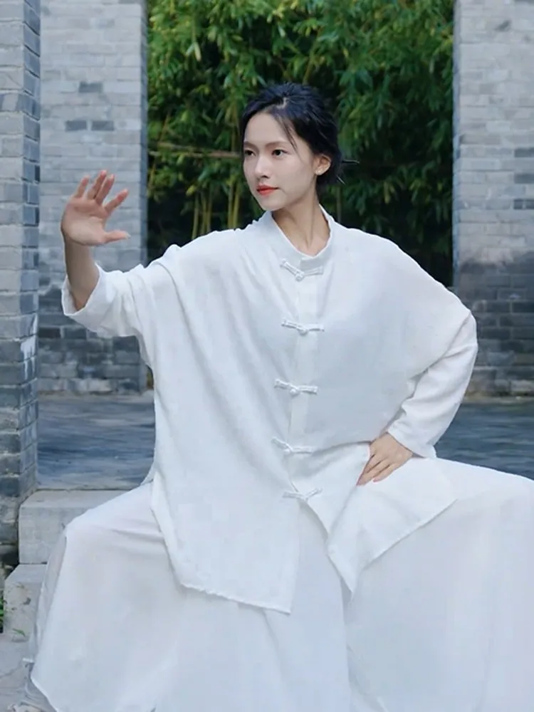 XiaoYao GuaGua New Chinese Style Tai Chi Clothes Fairy Atmosphere Drifting Practice Suit Ancient Style Women's Zen Clothing Set