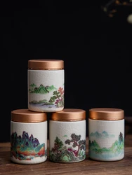 Porcelain Tea Caddy From Ge Kiln with Ceramic Storage Handmade Ceramic Tea Caddy with Metal Lid Tea Box Organizer Tea Jar