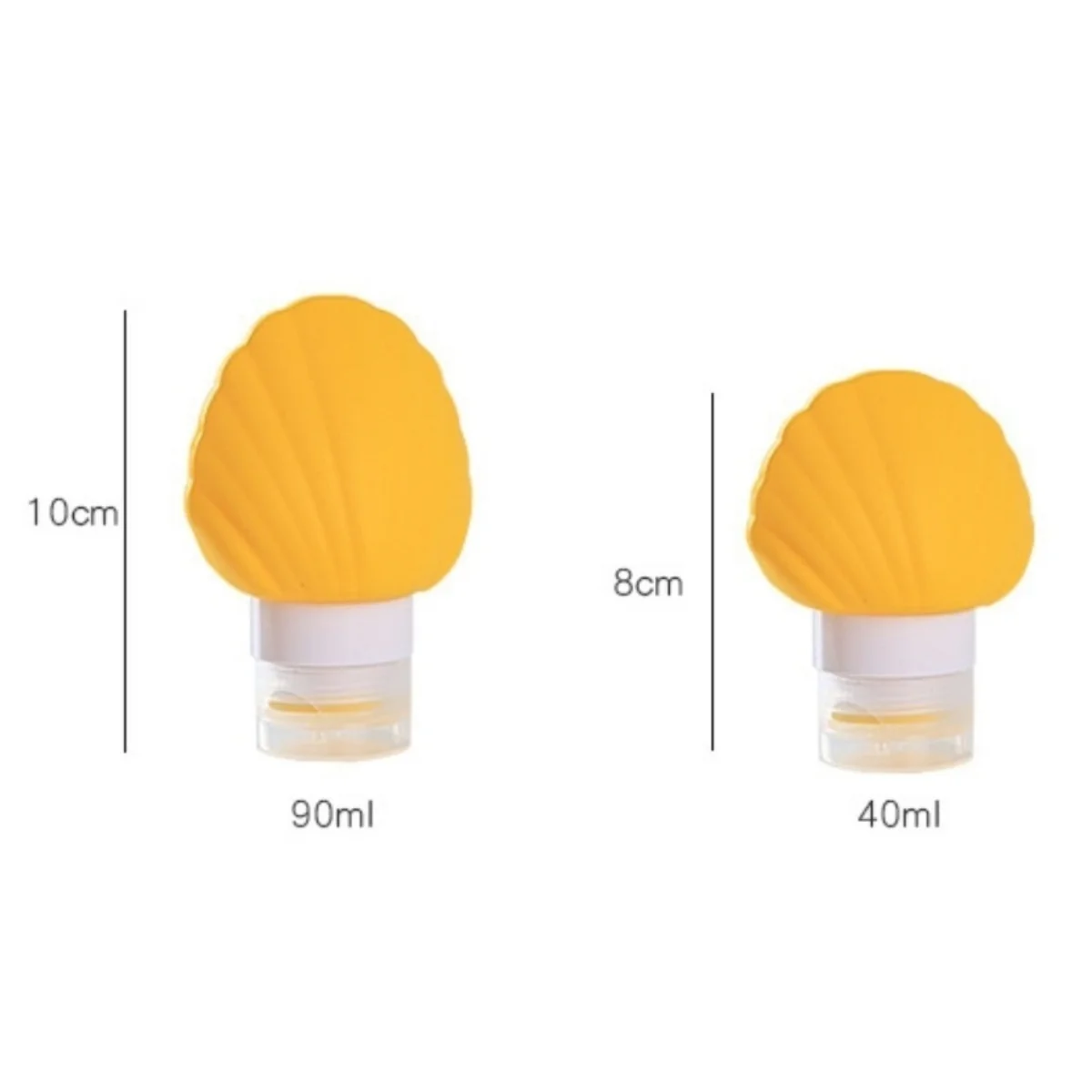 Leak Proof Squeezable Silicone Travel Bottles, Reusable, Refillable Bottles, Shell Shape