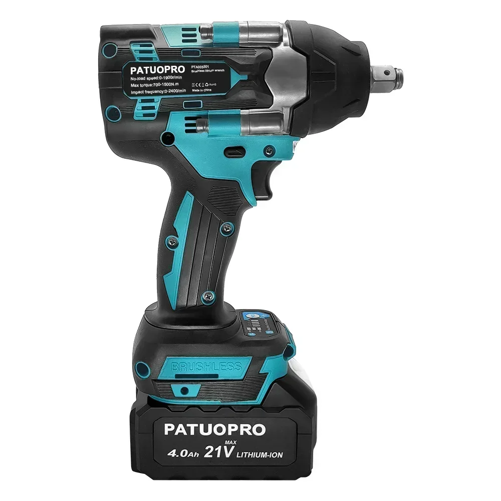 1500N.m Cordless Electric Impact Wrench 1/2 Inch 4-Speed Brushless Wrench Ergonomic Handheld Power Tool For Makita 18V Battery