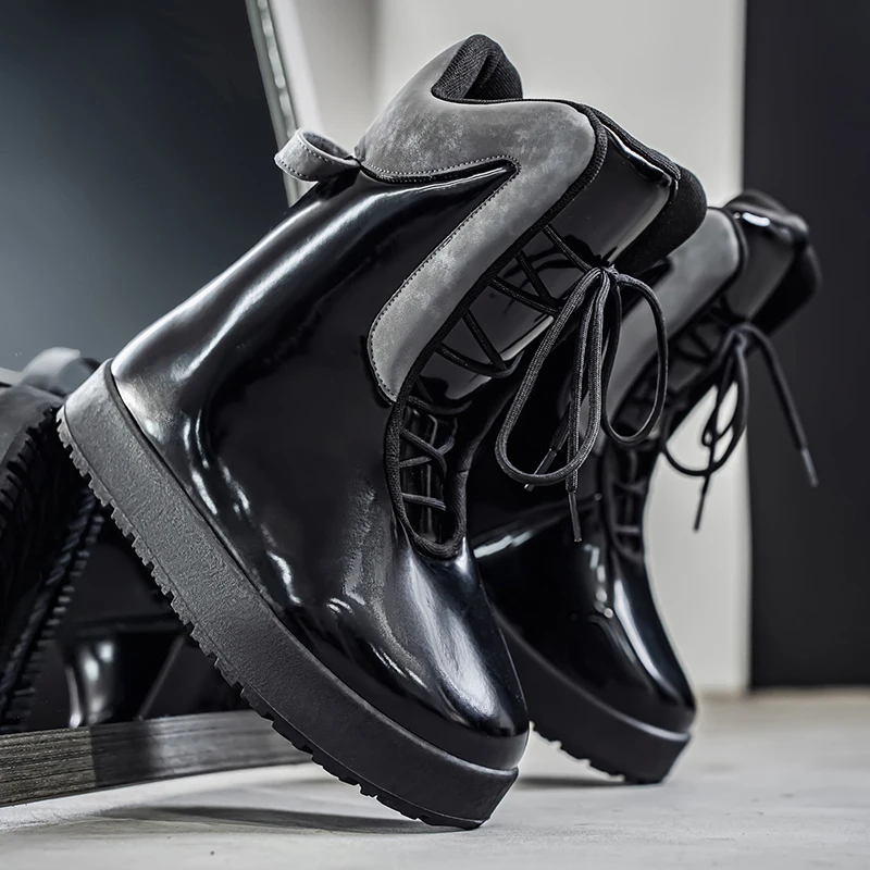 New 2025 Winter Chic Men's High-Top Boots Soft  Cold-Proof Warm Snow Boots Outdoor Street Plain Non Slip Casual Holiday Gift