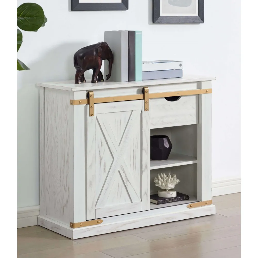 

Antique White Rustic Style Sofa Table with Drawers 1pc Living Room Side Table Barnyard Design Home Furniture