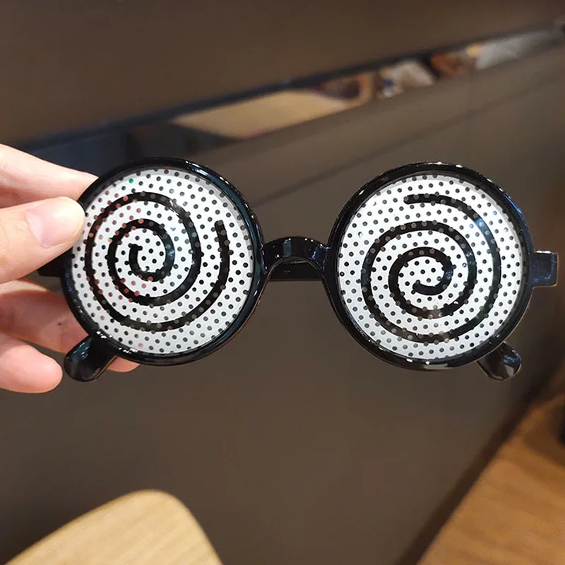 2021 New Cosplay Glasses Vertigo Pattern Funny Decorative Glasses Anime Dizzy Eyeglasses Halloween Costume Accessory