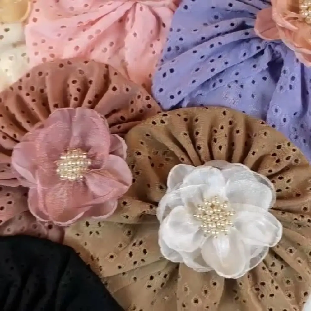 

Lovely Lace Flower Baby Hat Elastic Hollow Newborn Indian Cap Breathable Toddlers Infant Beanies Kids Hair Accessories