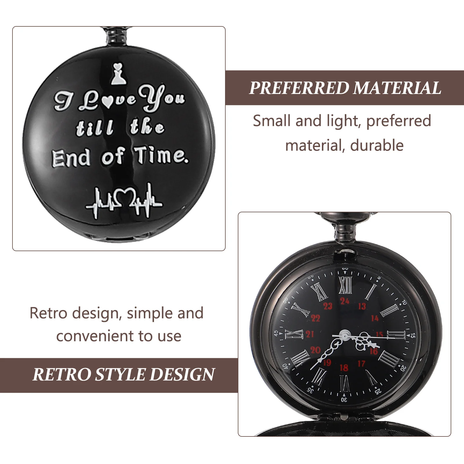 

Retro Pocket Watch for Men Hanging Chain Accurate Time Vintage Style Universal Decorative Portable Watch