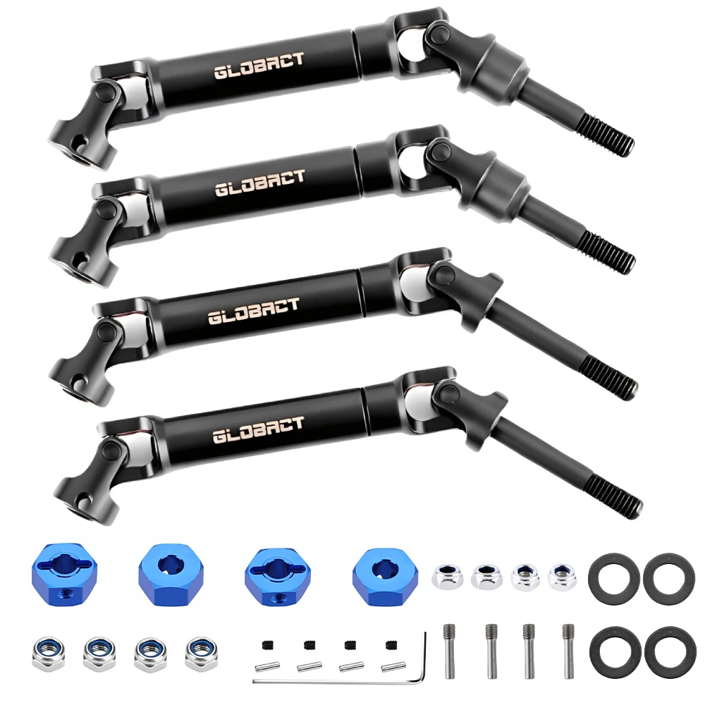 GLOBACT 1144 Steel CVD Driveshaft Front & Rear Drive Shafts Heavy Duty Axles Set for Traxxas Slash/Rustler/Stampede/Hoss VXL 2WD 4X4 1/10RC Truck Upgrade Parts Replace #6852 (4PCS)