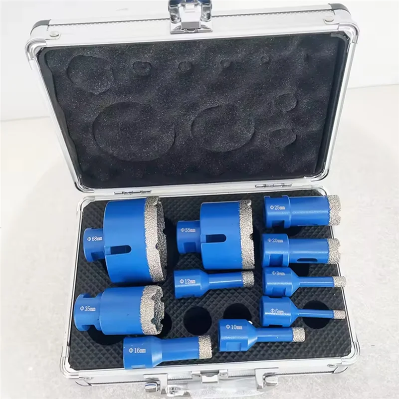 AS60-10Pcs Brazed Dry Drill Bits Kit M14 Thread Diamond Drill Bit Hole Saw Set  Tile Marble Stone Hole Opener