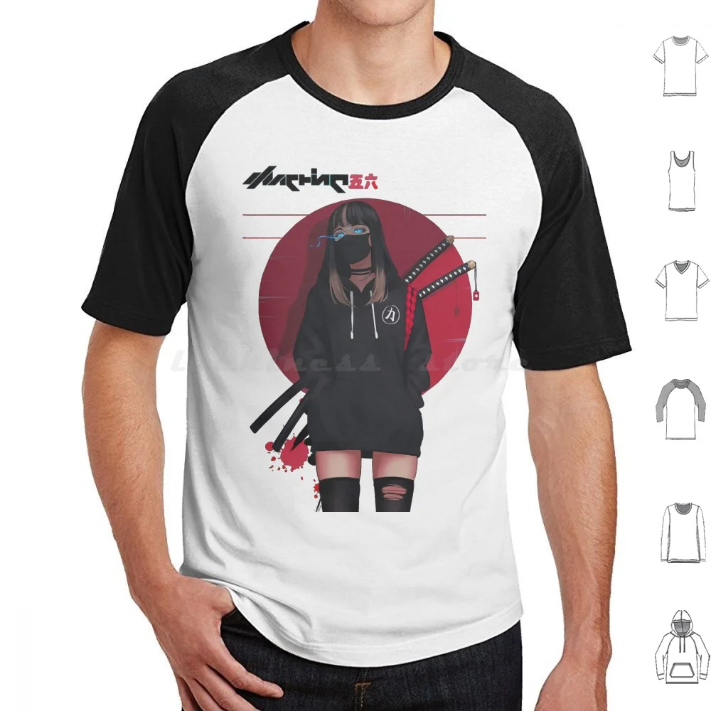 Urban Japanese Girl Vaporwave Style T Shirt Big Size 100% Cotton Geisha Vaporwave Japanese Hipster Future Fashion Urban Style