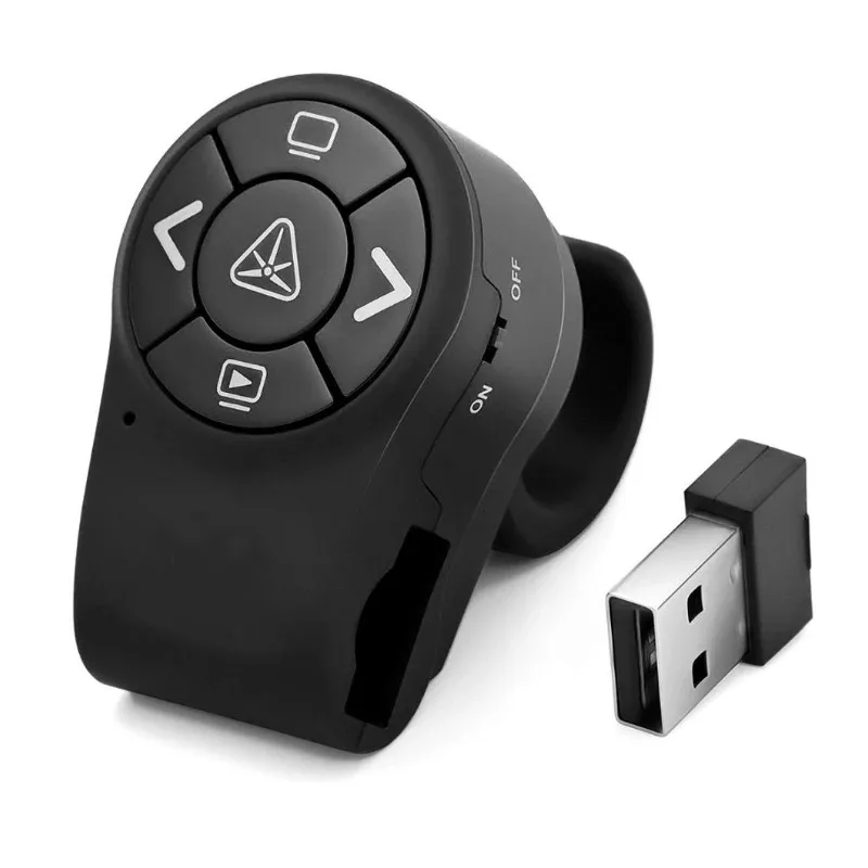 RF 2.4GHz Finger Ring Wireless Presenter PPT Remote Control Hyperlink Clicker Projector Presentation Pointer  PowerPoint Slides